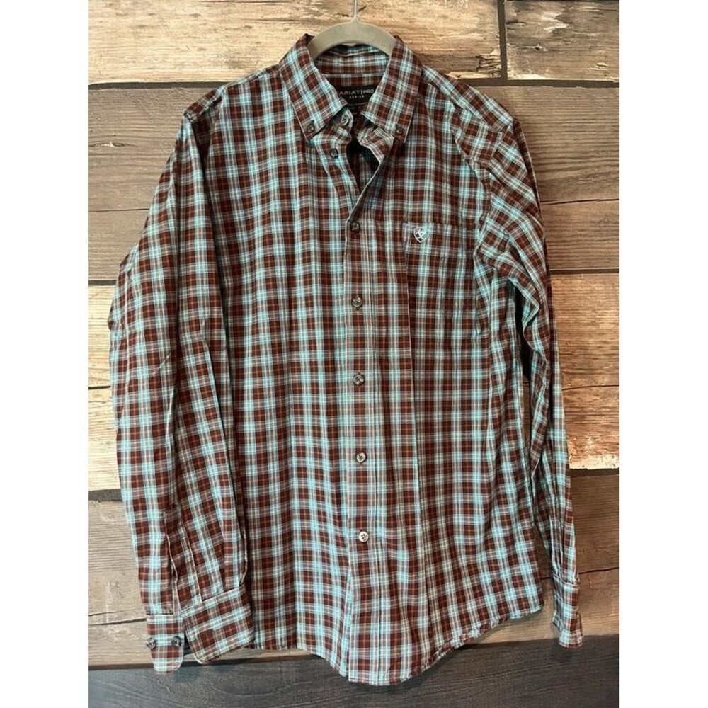 Ariat Pro Series Rodeo Cowboy Boys XL Brown Turquoise